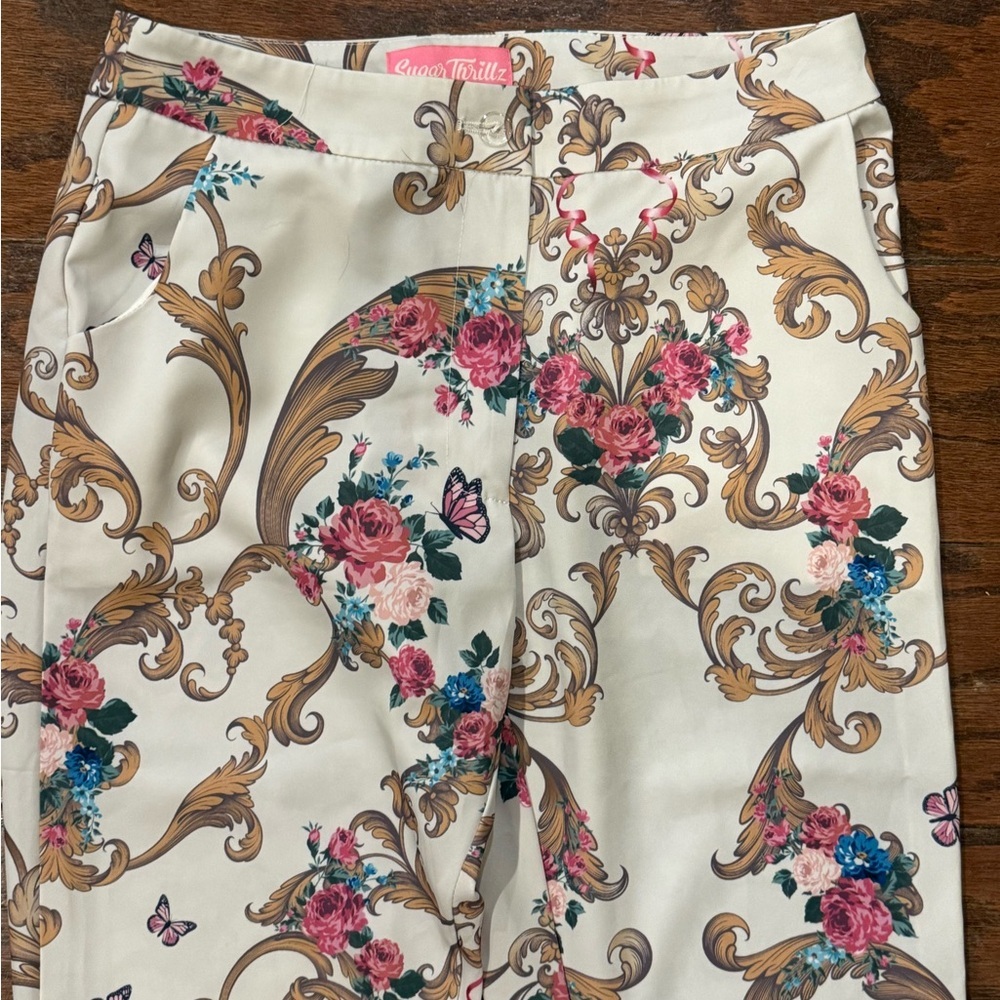 Sugar Thrillz floral flare pants, XS - Picture 3 of 6